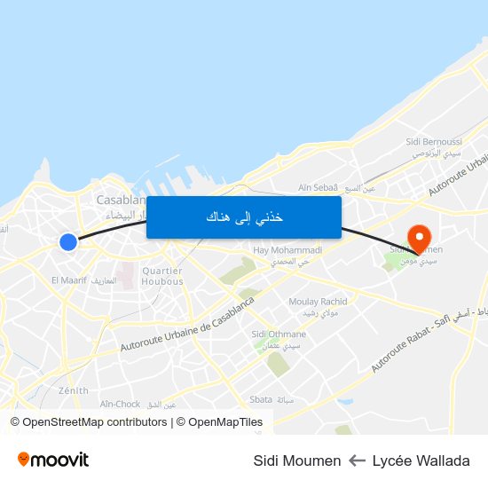 Lycée Wallada to Sidi Moumen map