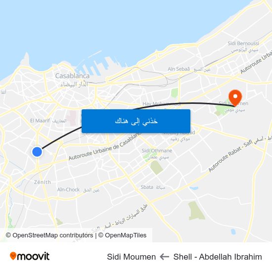 Shell - Abdellah Ibrahim to Sidi Moumen map