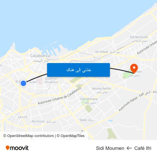 Café Ifri to Sidi Moumen map