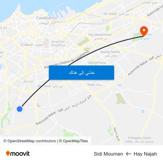 Hay Najah to Sidi Moumen map