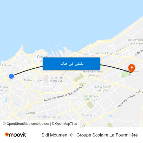 Groupe Scolaire La Fourmilière to Sidi Moumen map