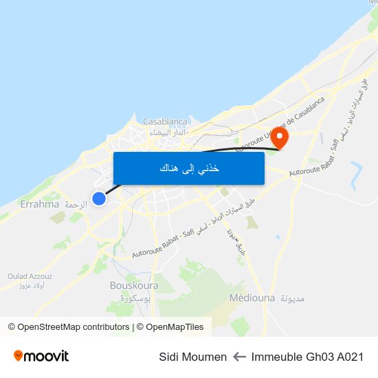 Immeuble Gh03 A021 to Sidi Moumen map