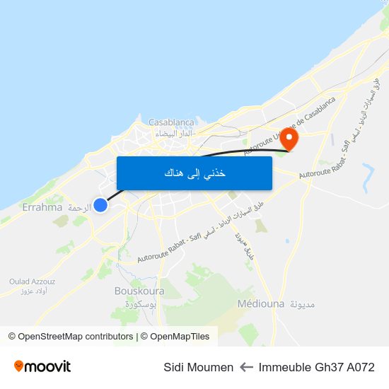 Immeuble Gh37 A072 to Sidi Moumen map