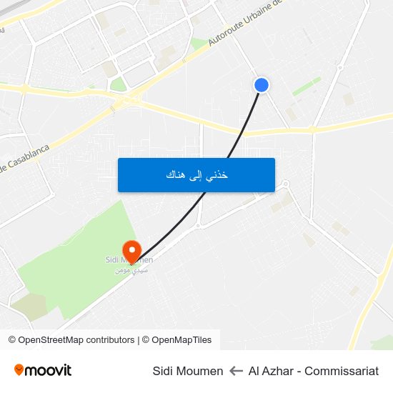 Al Azhar - Commissariat to Sidi Moumen map