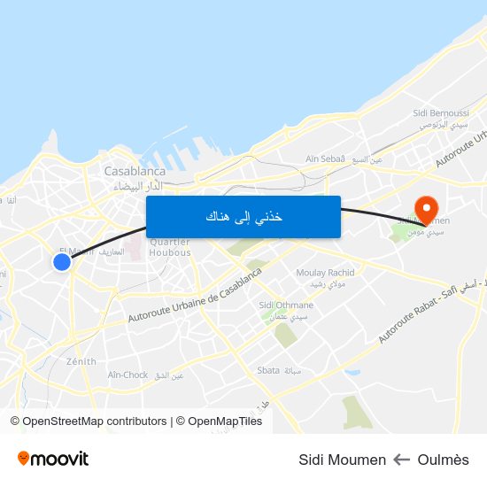 Oulmès to Sidi Moumen map