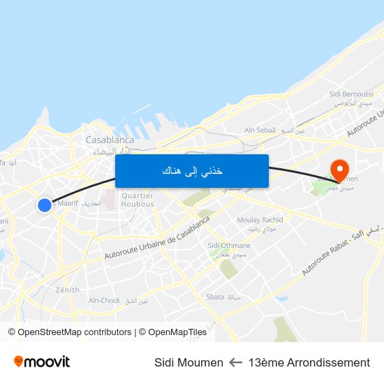 13ème Arrondissement to Sidi Moumen map