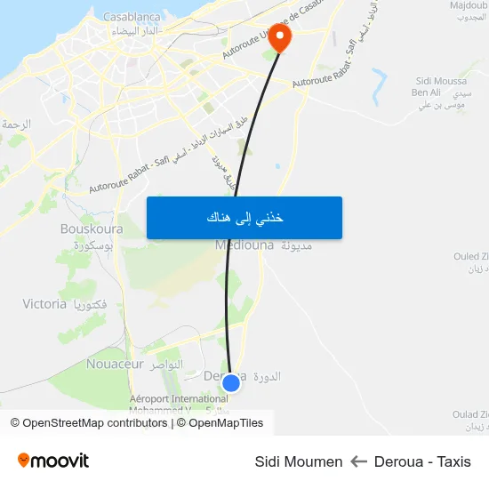 Deroua - Taxis to Sidi Moumen map