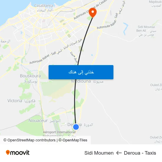 Deroua - Taxis to Sidi Moumen map