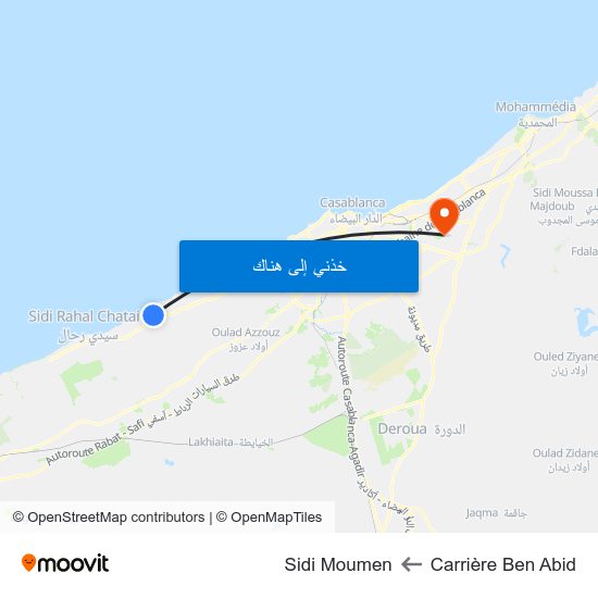 Carrière Ben Abid to Sidi Moumen map