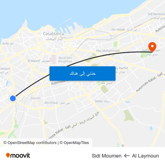 Al Laymoun to Sidi Moumen map
