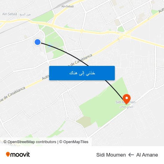 Al Amane to Sidi Moumen map