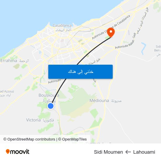 Lahouami to Sidi Moumen map