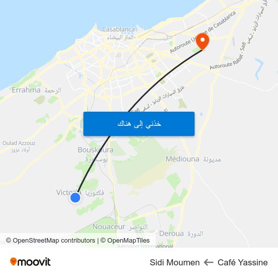 Café Yassine to Sidi Moumen map