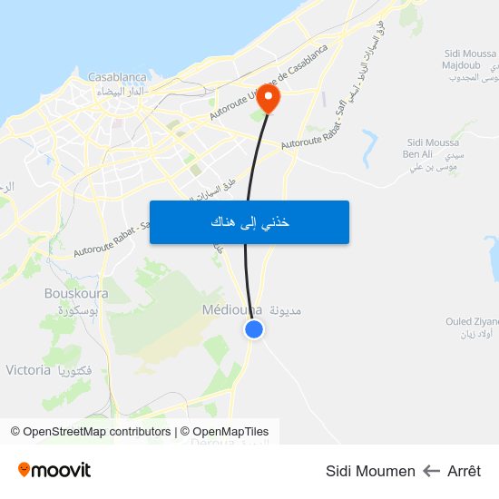 Arrêt to Sidi Moumen map