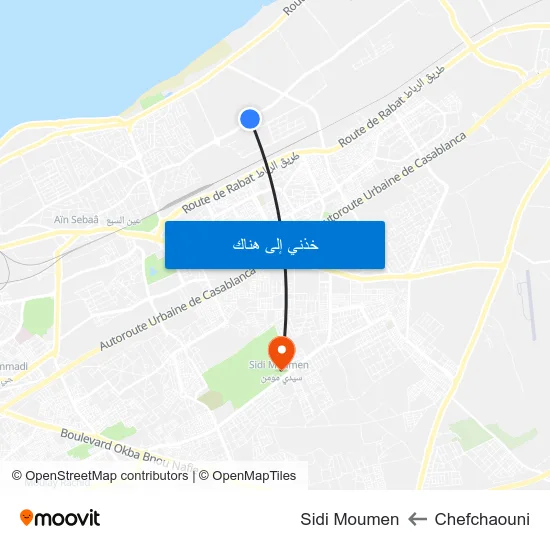 Chefchaouni to Sidi Moumen map