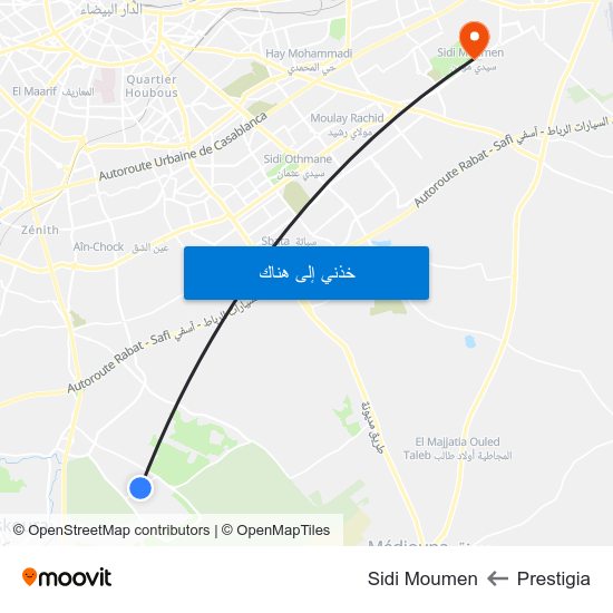 Prestigia to Sidi Moumen map