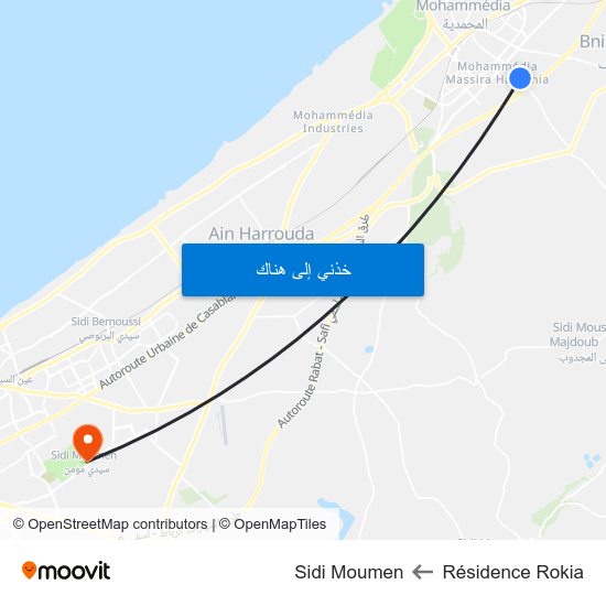 Résidence Rokia to Sidi Moumen map