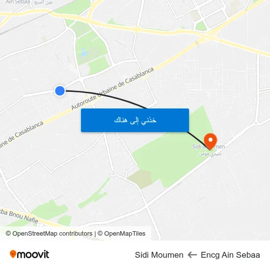 Encg Ain Sebaa to Sidi Moumen map