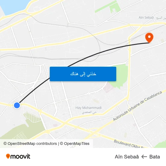 Bata to Aïn Sebaâ map