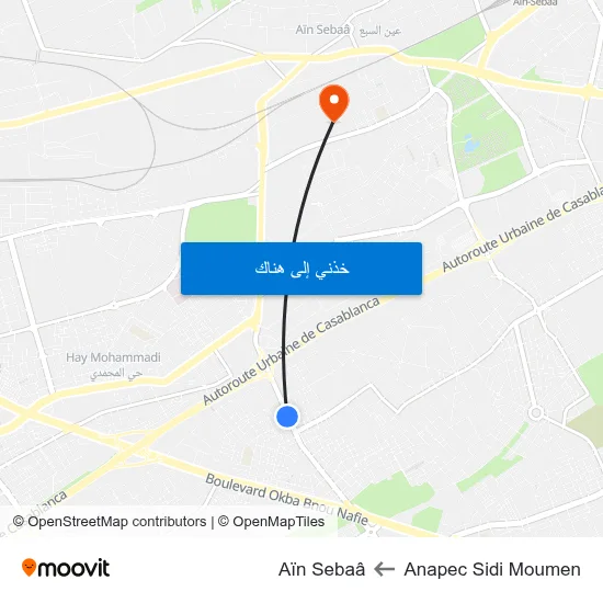 Anapec Sidi Moumen to Aïn Sebaâ map