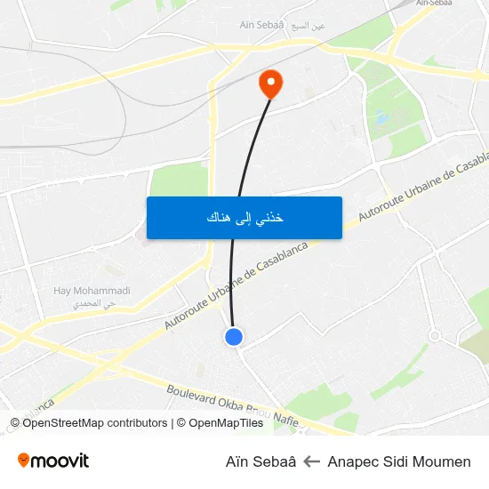 Anapec Sidi Moumen to Aïn Sebaâ map