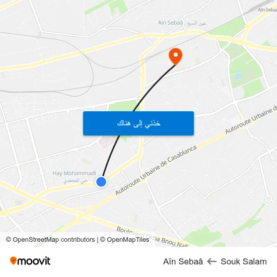 Souk Salam to Aïn Sebaâ map