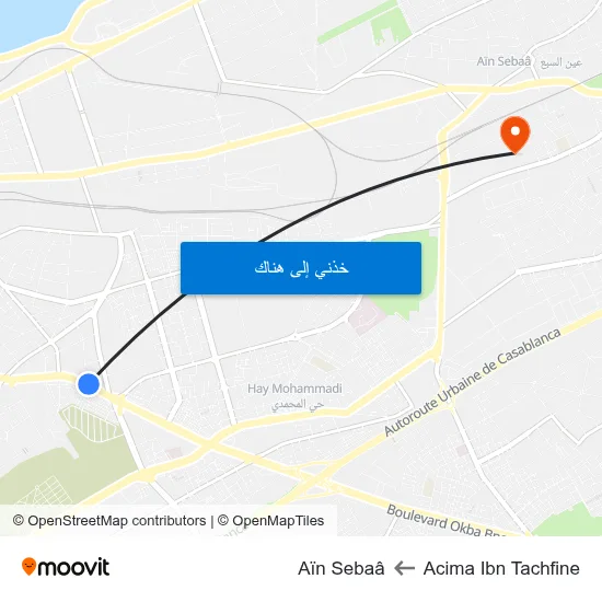 Acima Ibn Tachfine to Aïn Sebaâ map