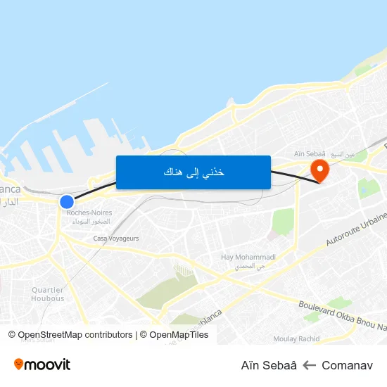 Comanav to Aïn Sebaâ map