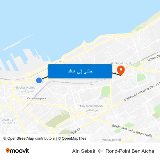 Rond-Point Ben Aïcha to Aïn Sebaâ map