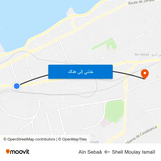 Shell Moulay Ismaïl to Aïn Sebaâ map