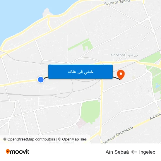 Ingelec to Aïn Sebaâ map