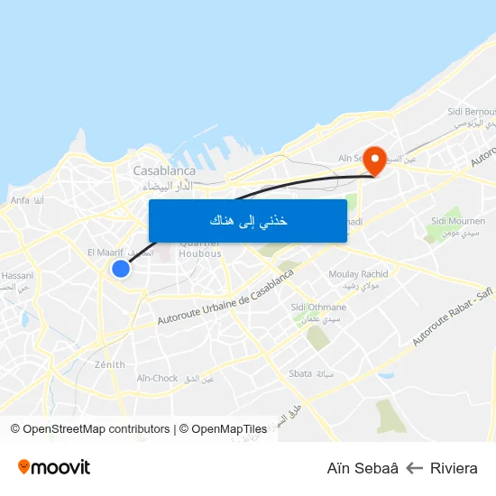 Riviera to Aïn Sebaâ map