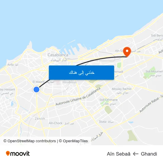 Ghandi to Aïn Sebaâ map