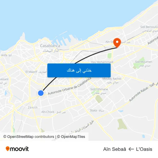 L'Oasis to Aïn Sebaâ map