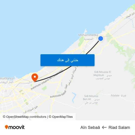 Riad Salam to Aïn Sebaâ map