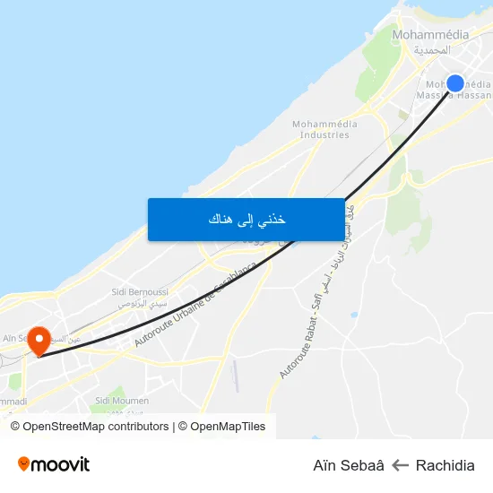 Rachidia to Aïn Sebaâ map