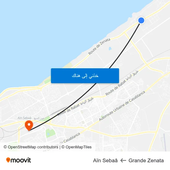 Grande Zenata to Aïn Sebaâ map
