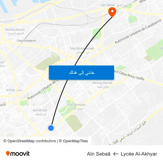Lycée Al-Akhyar to Aïn Sebaâ map