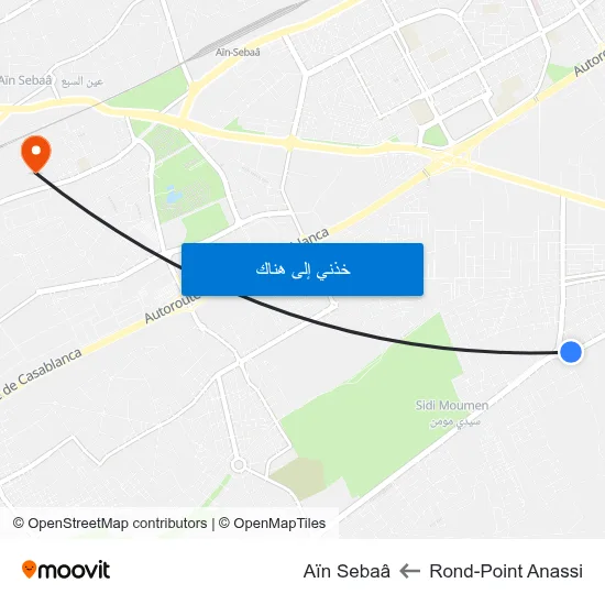 Rond-Point Anassi to Aïn Sebaâ map