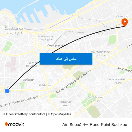 Rond-Point Bachkou to Aïn Sebaâ map