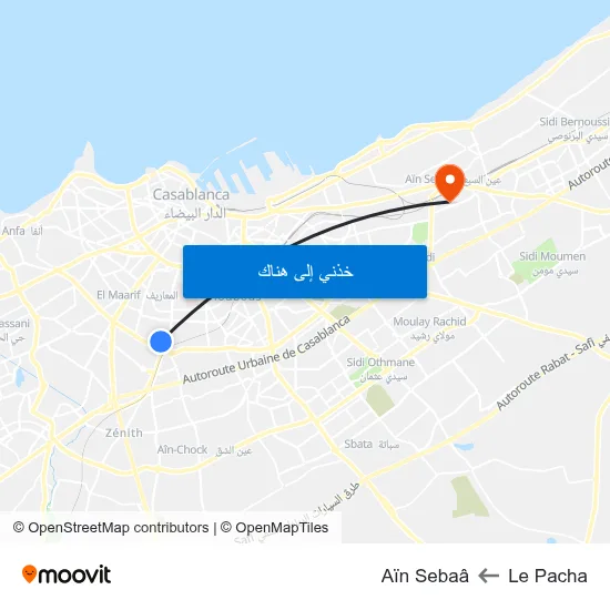 Le Pacha to Aïn Sebaâ map
