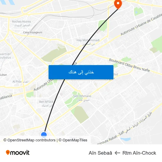 Rtm Aïn-Chock to Aïn Sebaâ map