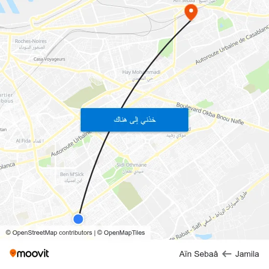 Jamila to Aïn Sebaâ map