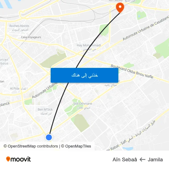 Jamila to Aïn Sebaâ map