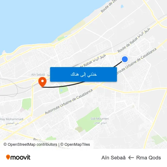Rma Qods to Aïn Sebaâ map