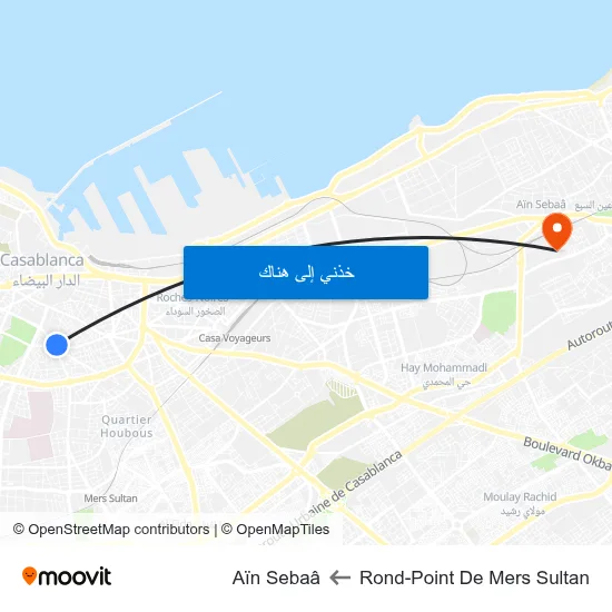 Rond-Point De Mers Sultan to Aïn Sebaâ map