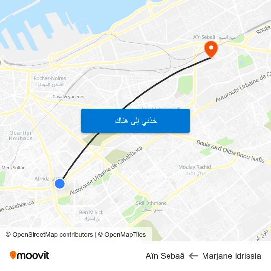 Marjane Idrissia to Aïn Sebaâ map