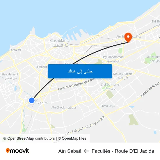 Facultés - Route D'El Jadida to Aïn Sebaâ map