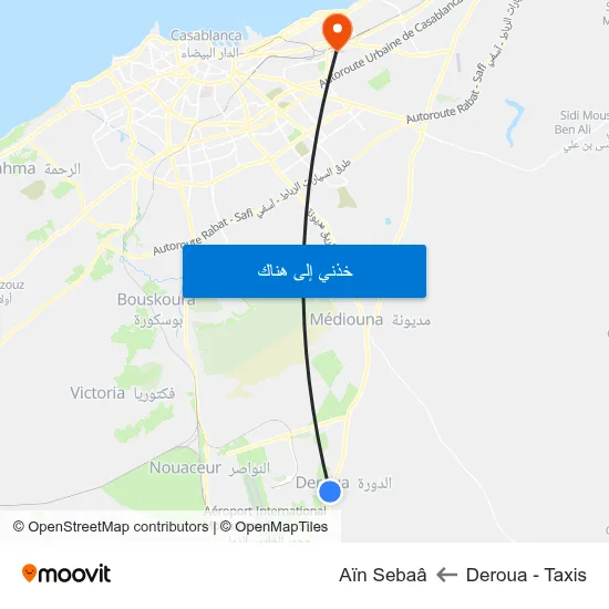 Deroua - Taxis to Aïn Sebaâ map