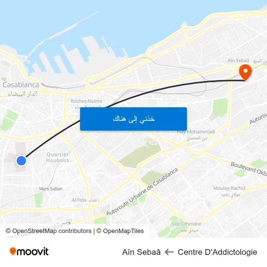 Centre D'Addictologie to Aïn Sebaâ map